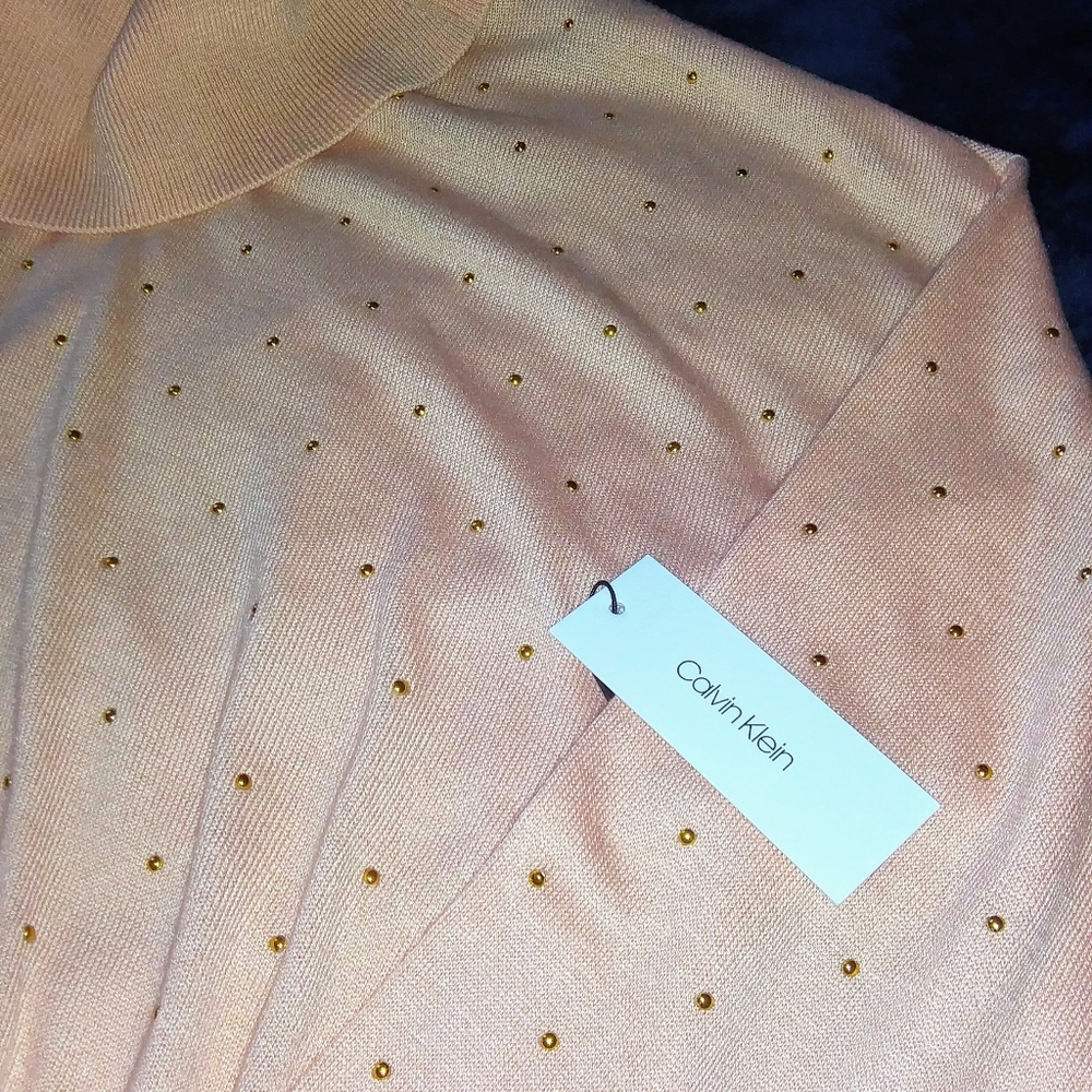 Calvin K. (new) pink stud sweater - cowl neck - XL - Picture 3 of 6